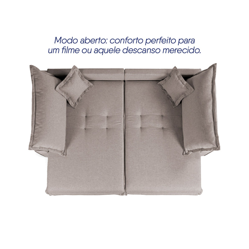 Sofá Cama Lume Sem Caixa 2,10m Linho Marrom