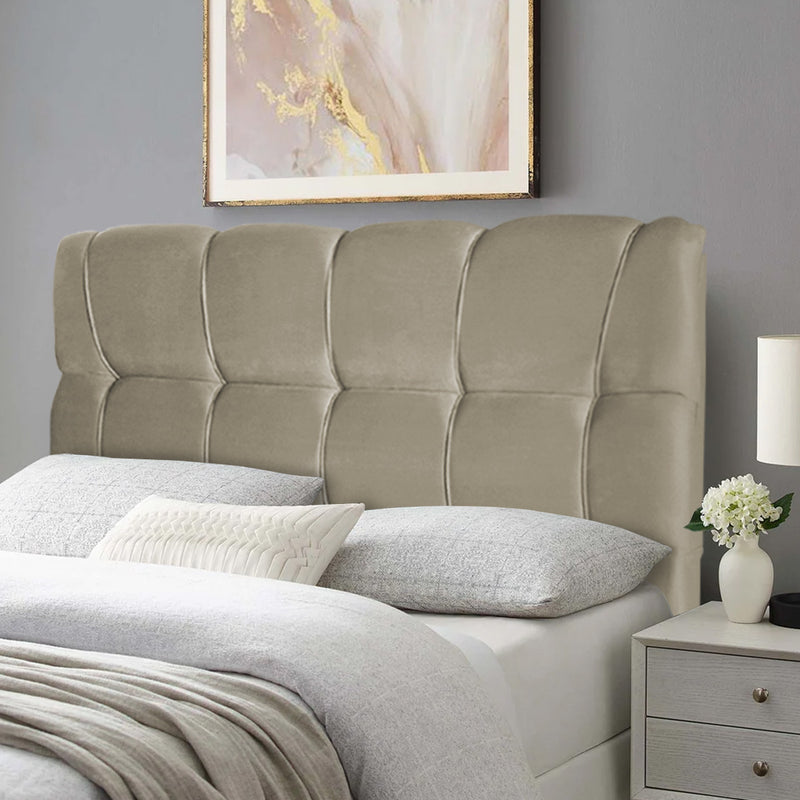 Cabeceira Cama Box Queen 160cm Suede Velut Bege