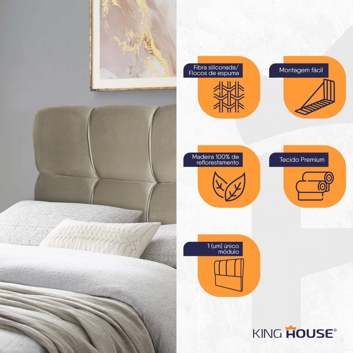 Cabeceira Cama Box Solteiro 90cm Suede Velut Bege