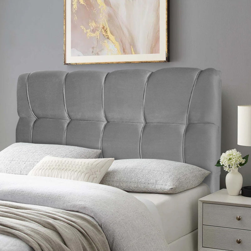 Cabeceira Luna Cama Box Queen 160cm Suede Velut Cinza