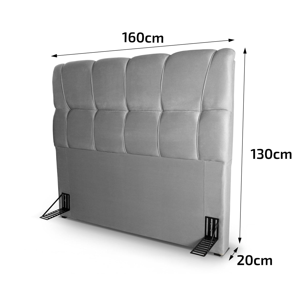 Cabeceira Luna Cama Box Queen 160cm Suede Velut Cinza