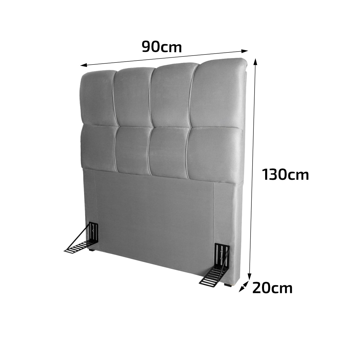 Cabeceira Luna Cama Box Solteiro 90cm Suede Velut Cinza