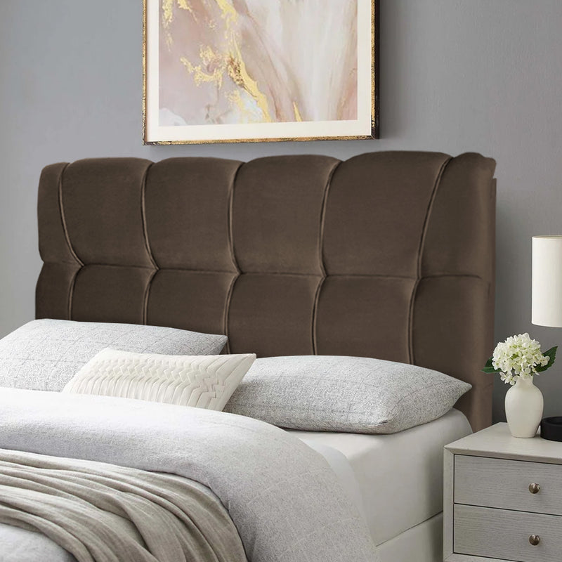 Cabeceira Luna Cama Box Casal 140cm Suede Velut Marrom