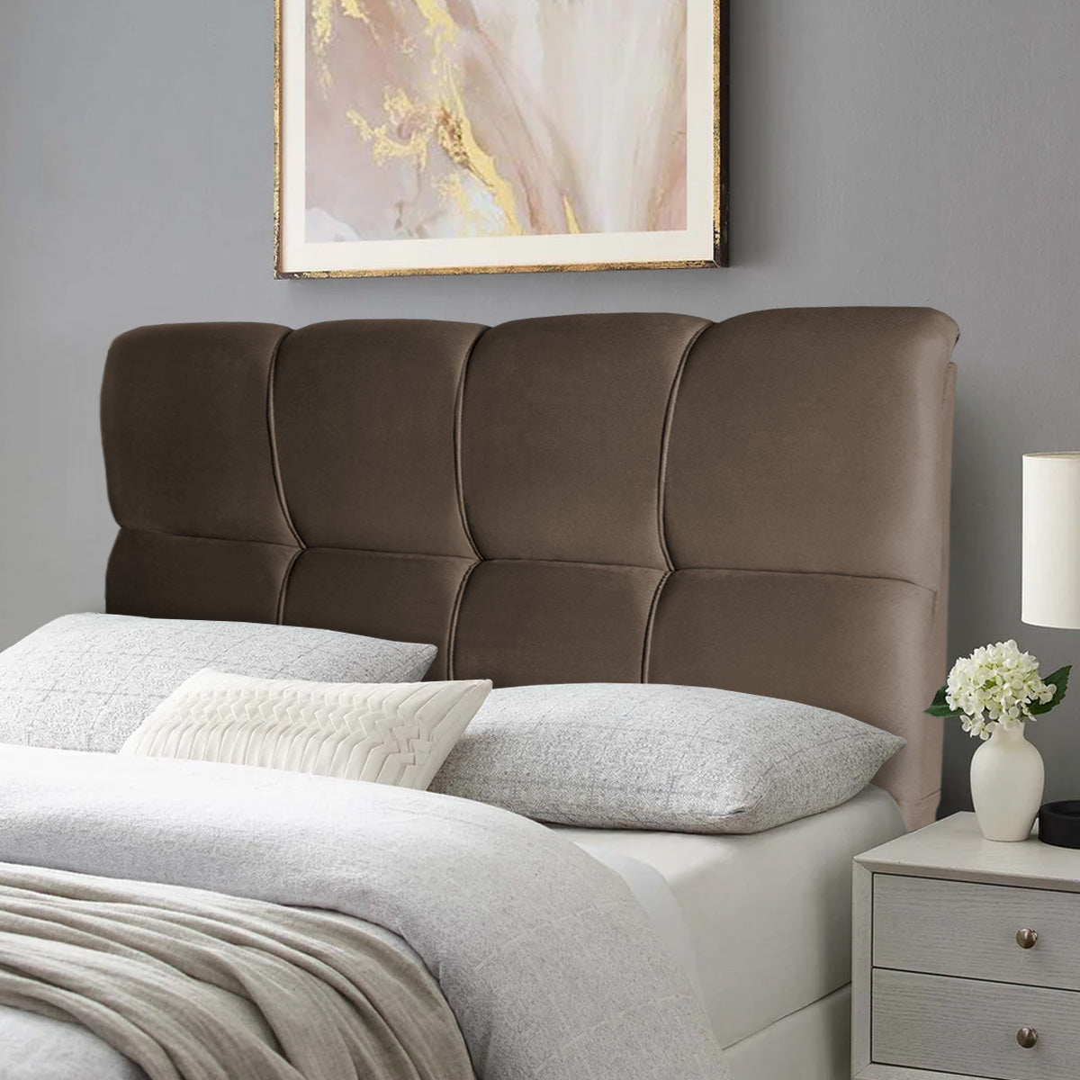 Cabeceira Cama Box Solteiro 90cm Suede Velut Marrom