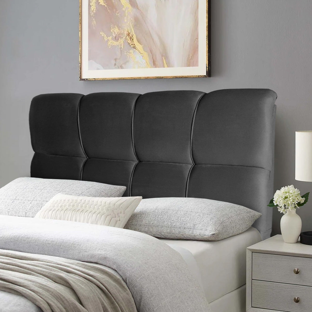 Cabeceira Cama Box Solteiro 98cm Suede Velut Preto