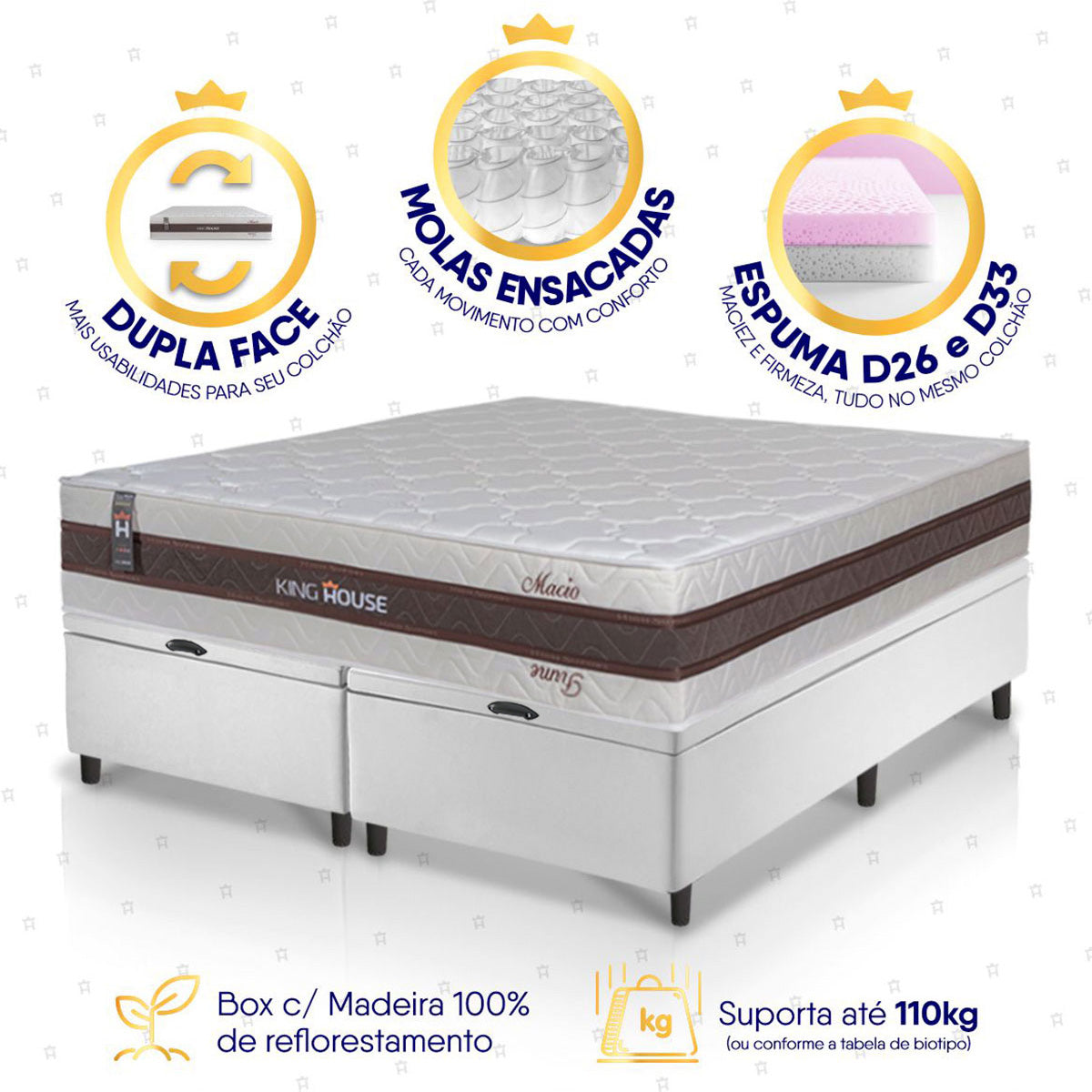 Cama Box Baú Mali Molas Ensacadas Queen 158x198 King House