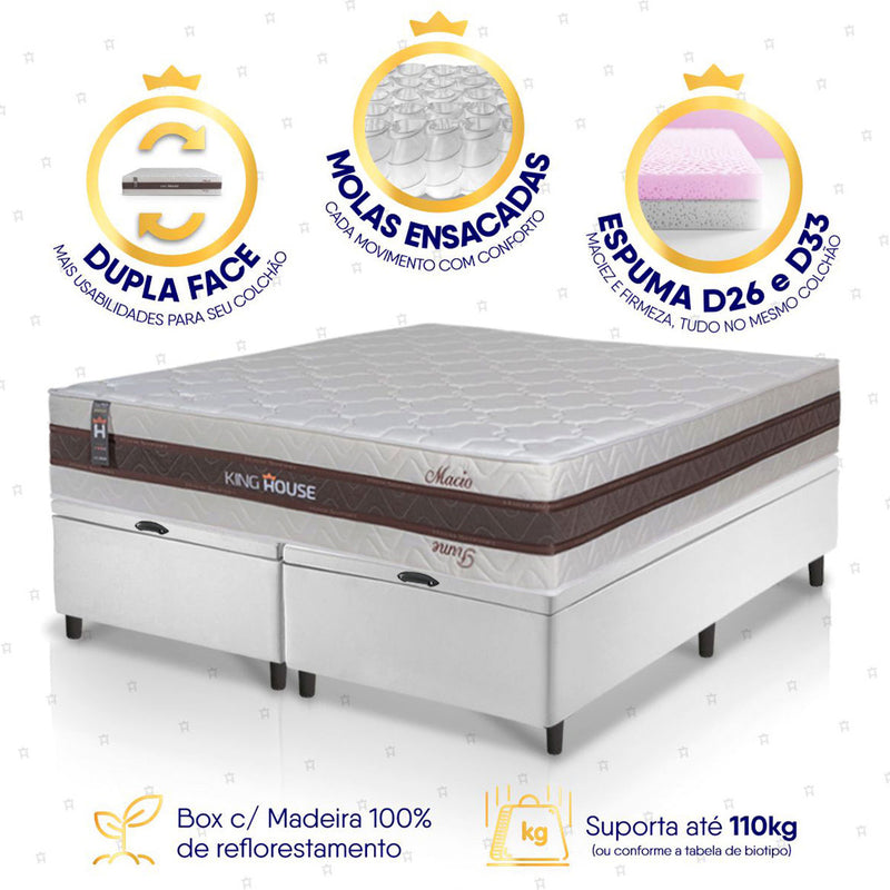 Cama Box Baú Mali Molas Ensacadas Queen 158x198 King House