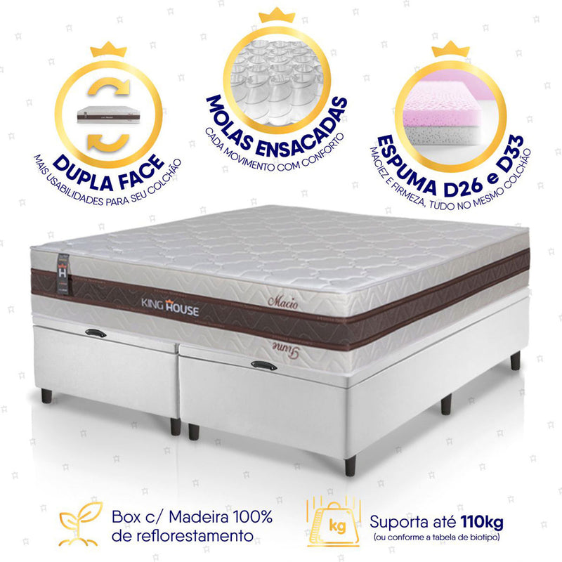 Cama Box Baú Mali Molas Ensacadas King 193x203 King House