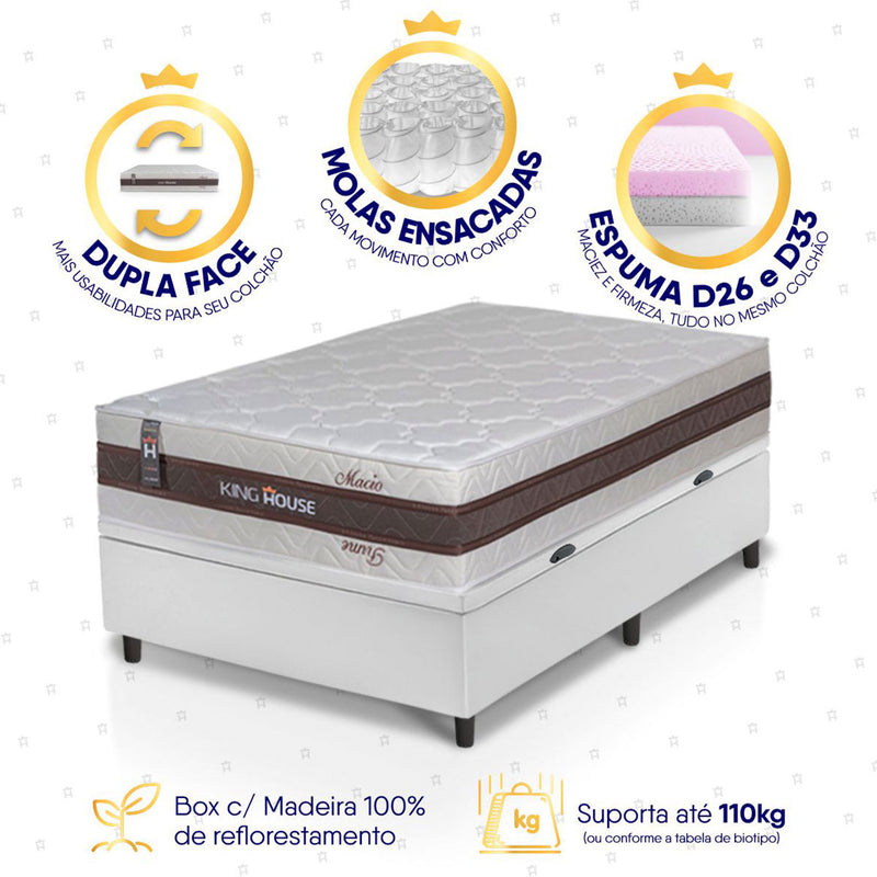 Cama Box Baú Mali Molas Ensacadas Solteiro 96x203 King House