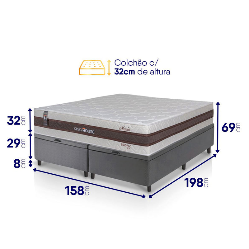 Cama Box Baú Mali Molas Ensacadas Queen 158x198 King House