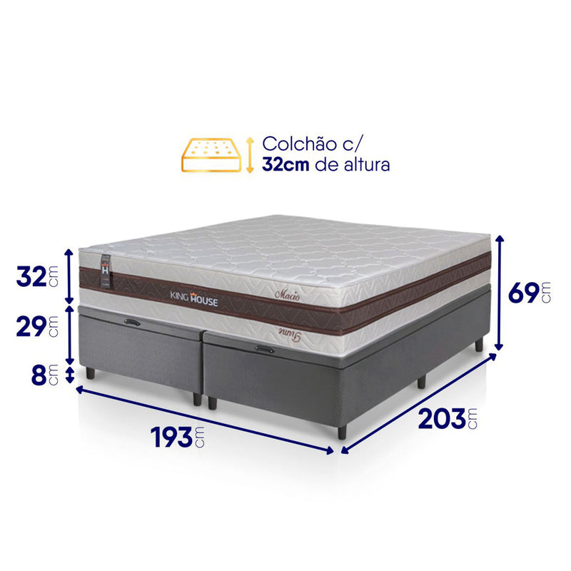 Cama Box Baú Mali Molas Ensacadas King 193x203 King House