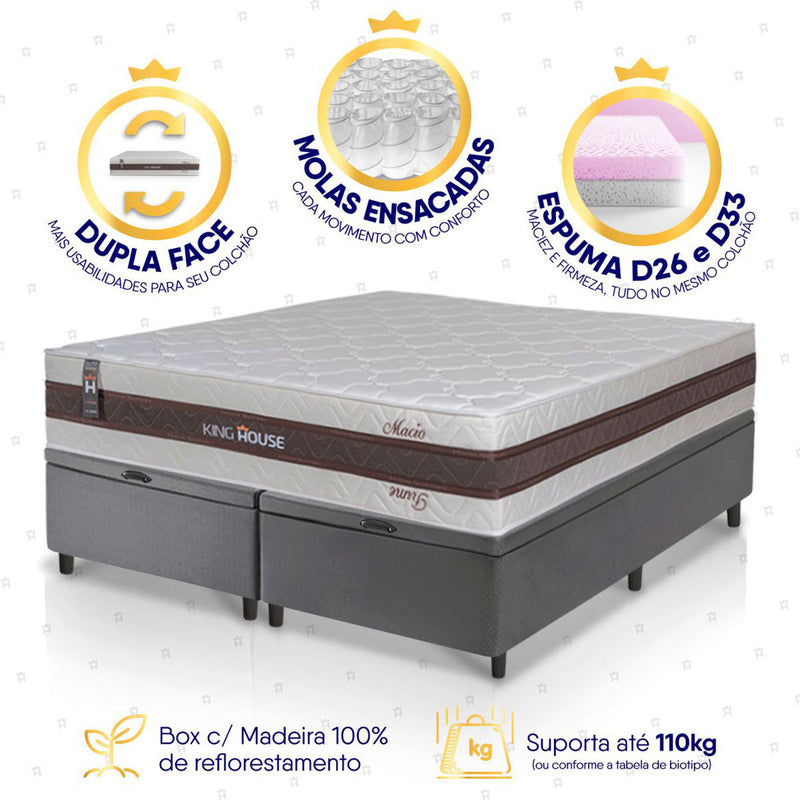 Cama Box Baú Mali Molas Ensacadas King 193x203 King House