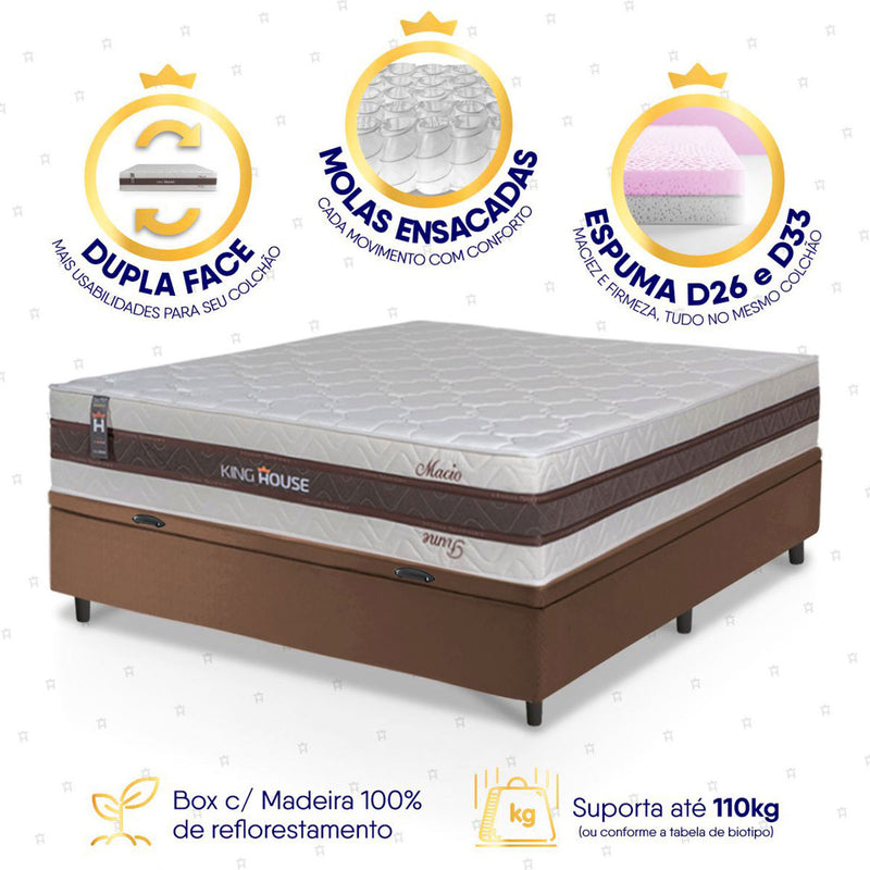 Cama Box Baú Mali Molas Ensacadas Casal 138x188 King House