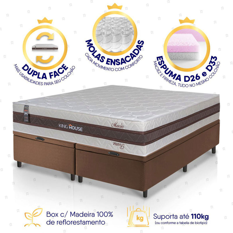 Cama Box Baú Mali Molas Ensacadas Queen 158x198 King House