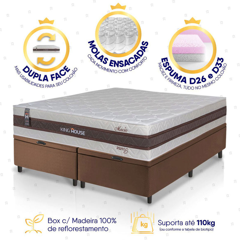 Cama Box Baú Mali Molas Ensacadas King 193x203 King House