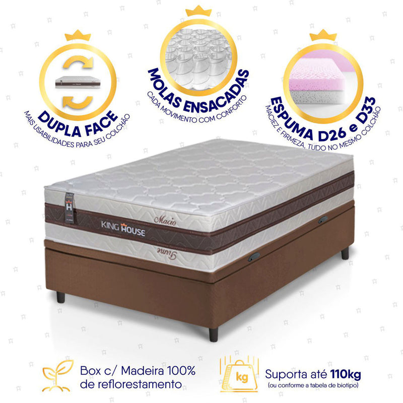 Cama Box Baú Mali Molas Ensacadas Solteiro 88x188 King House