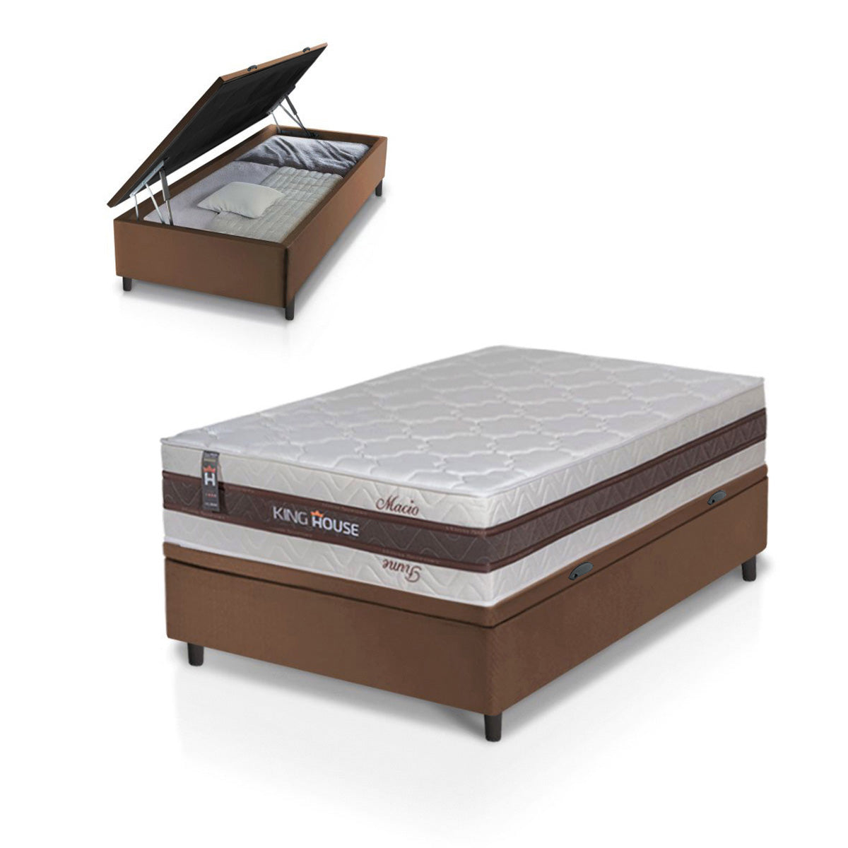 Cama Box Baú Mali Molas Ensacadas Solteiro 88x188 King House