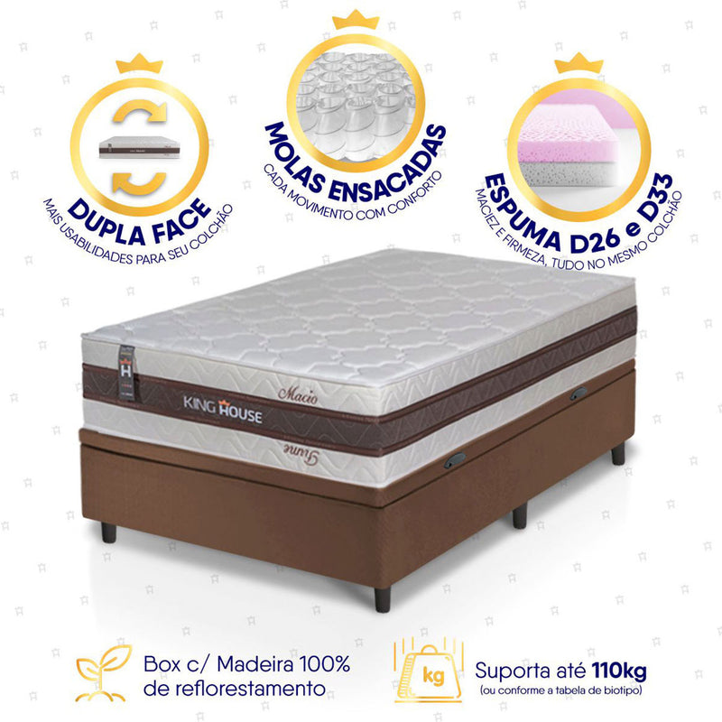 Cama Box Baú Mali Molas Ensacadas Solteiro 96x203 King House