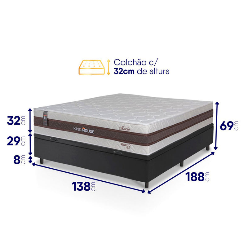 Cama Box Baú Mali Molas Ensacadas Casal 138x188 King House