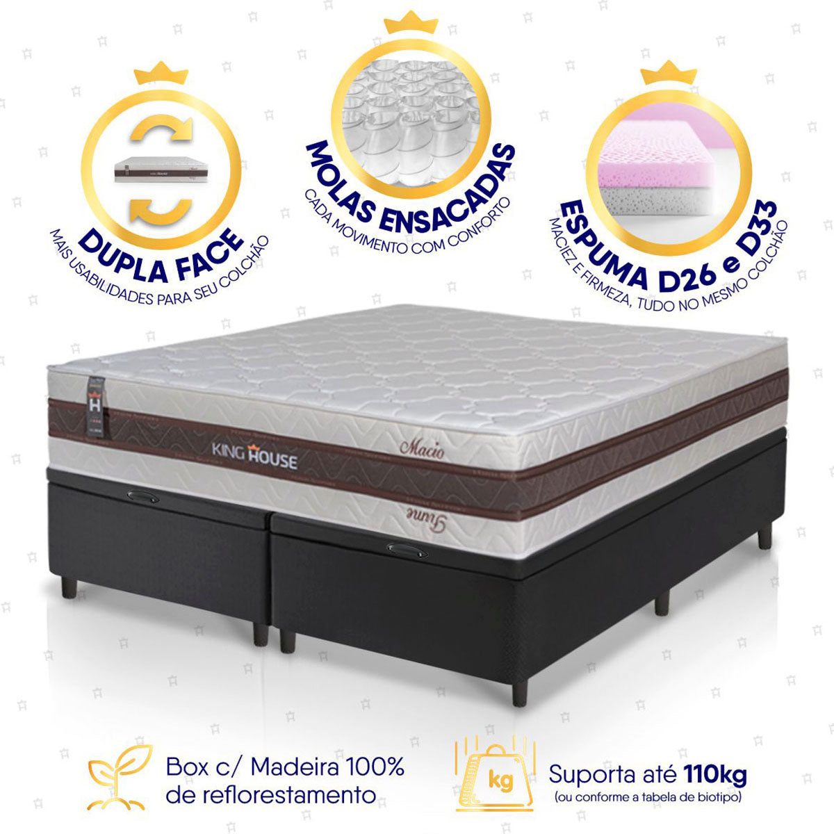 Cama Box Baú Mali Molas Ensacadas Queen 158x198 King House