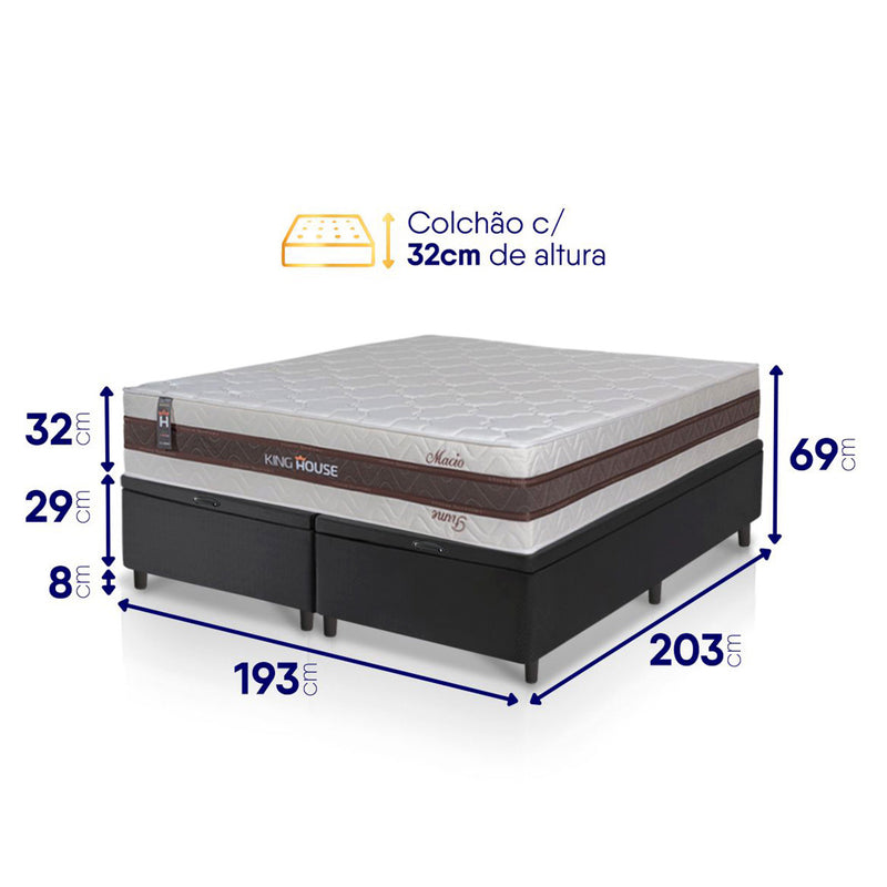 Cama Box Baú Mali Molas Ensacadas King 193x203 King House