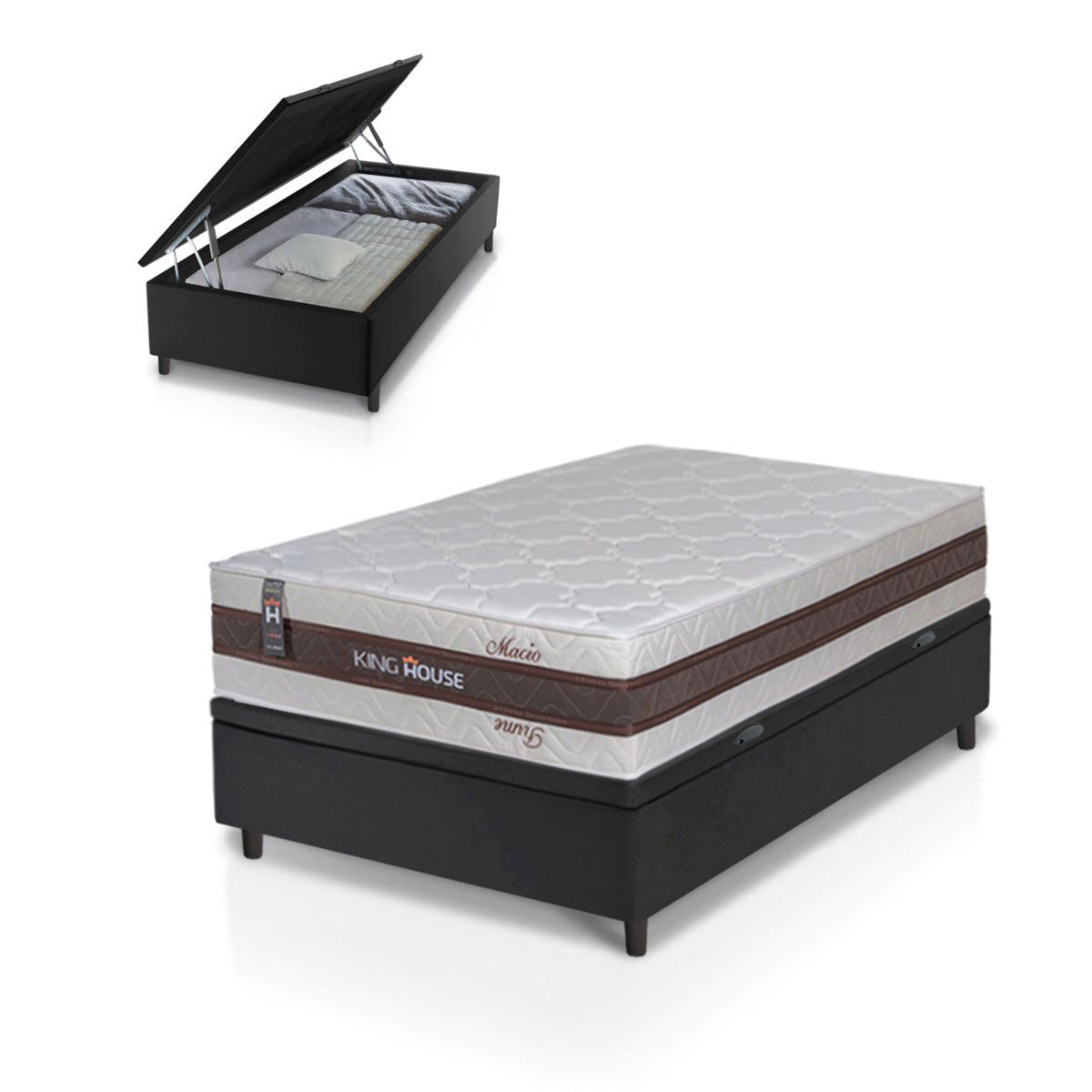 Cama Box Baú Mali Molas Ensacadas Solteiro 88x188 King House