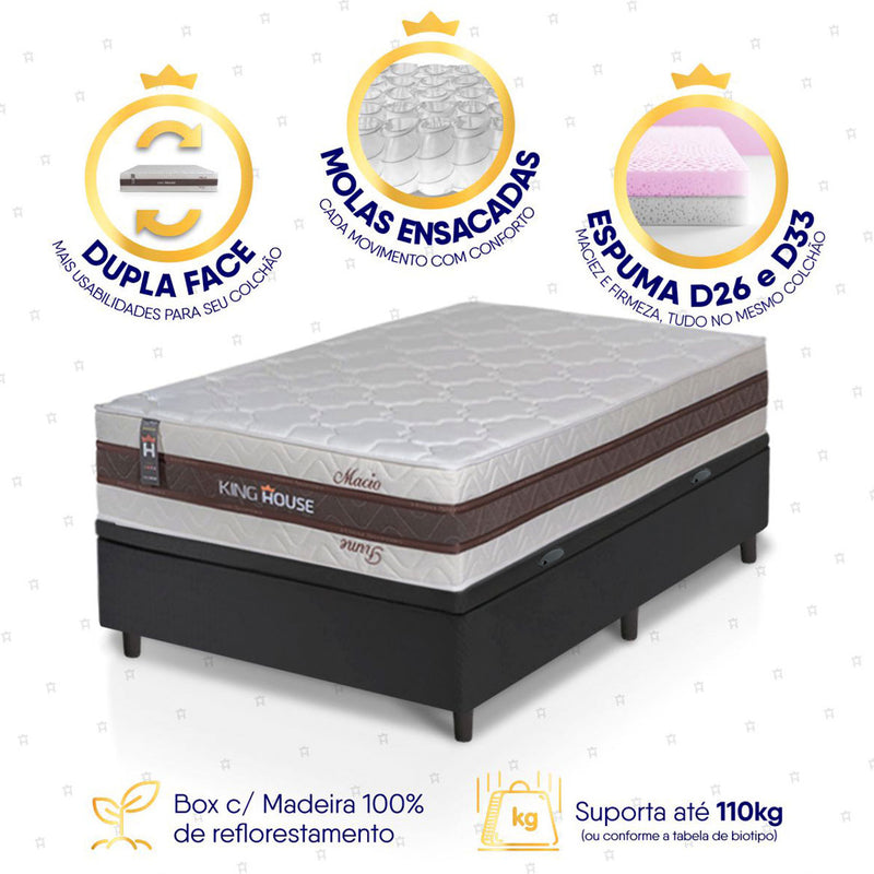 Cama Box Baú Mali Molas Ensacadas Solteiro 96x203 King House