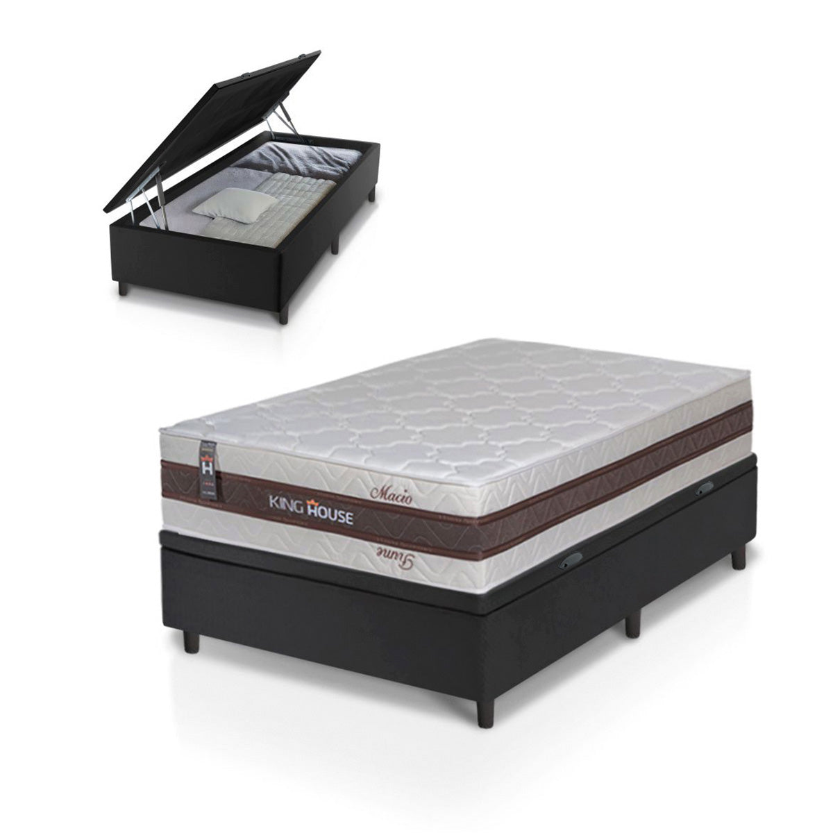 Cama Box Baú Mali Molas Ensacadas Solteiro 96x203 King House