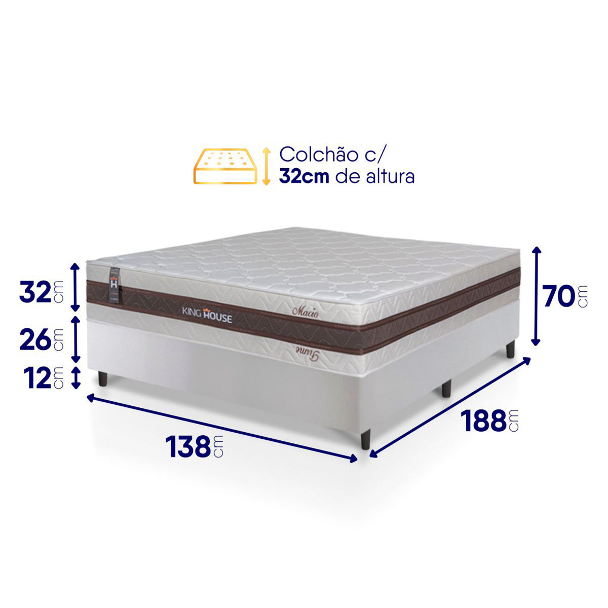 Cama Box Mali Molas Ensacadas Casal 138x188 King House