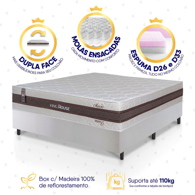 Cama Box Mali Molas Ensacadas Casal 138x188 King House