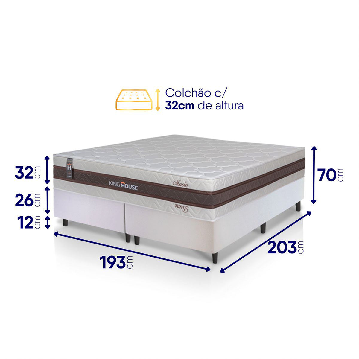 Cama Box Mali Molas Ensacadas King 193x203 Branco King House