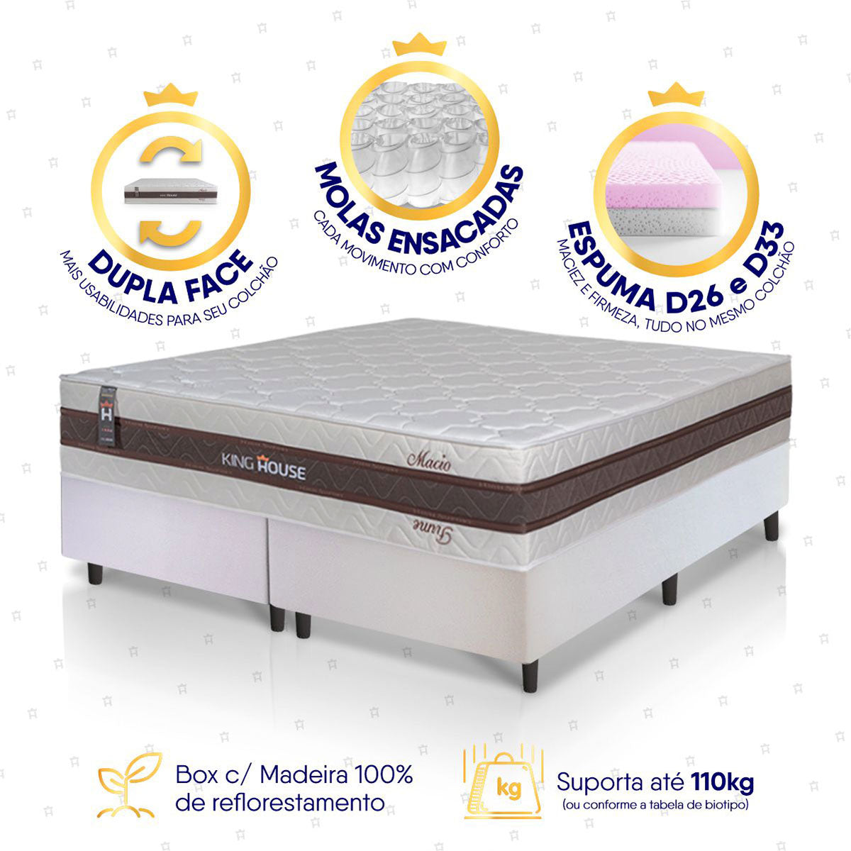 Cama Box Mali Molas Ensacadas King 193x203 Branco King House