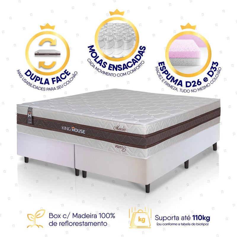 Cama Box Mali Molas Ensacadas King 193x203 Branco King House