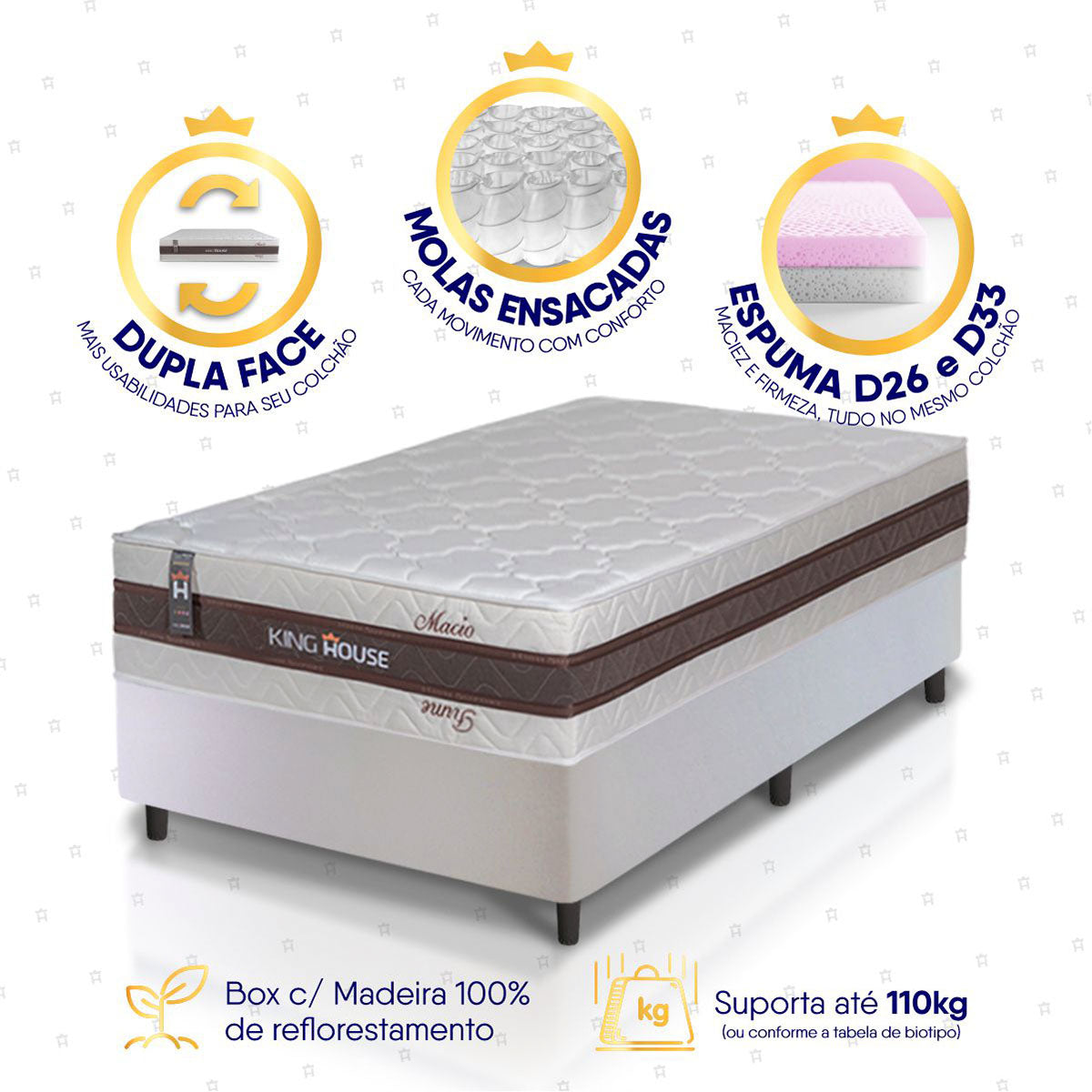 Cama Box Mali Molas Ensacadas Solteirão 96x203 King House