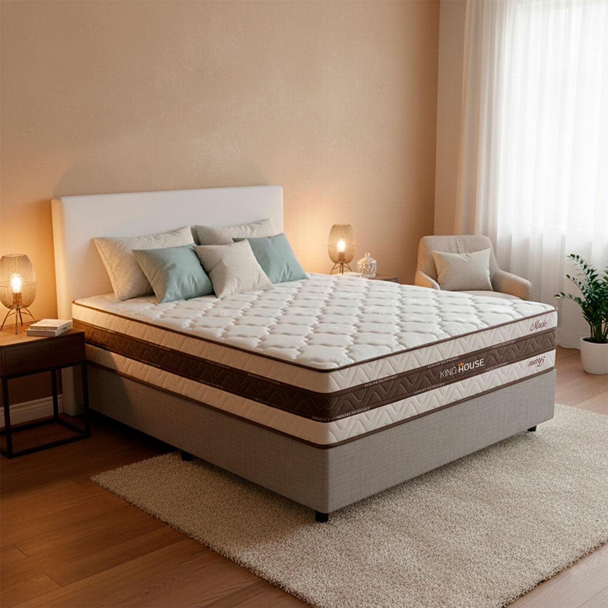 Cama Box Mali Molas Ensacadas Casal 138x188 Cinza King House