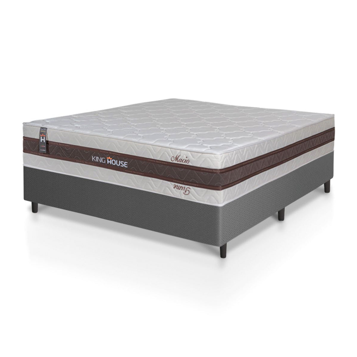 Cama Box Mali Molas Ensacadas Casal 138x188 Cinza King House