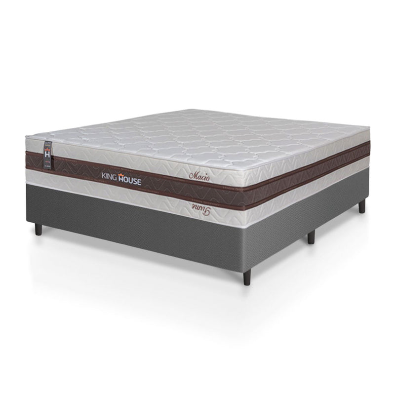 Cama Box Mali Molas Ensacadas Casal 138x188 Cinza King House