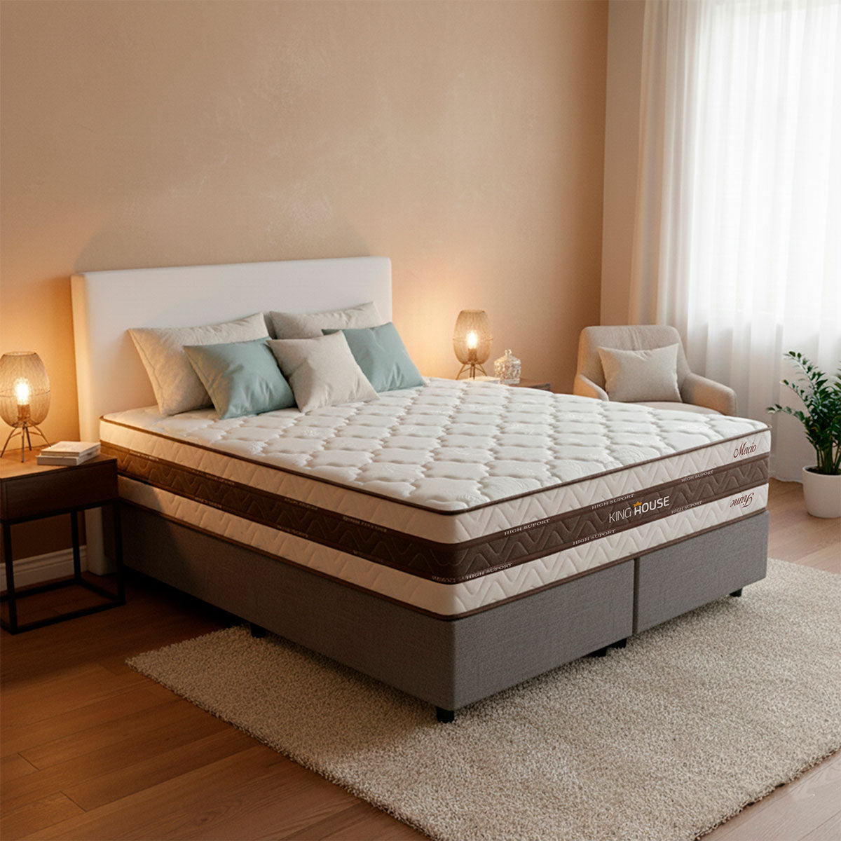 Cama Box Mali Molas Ensacadas King 193x203 Cinza King House