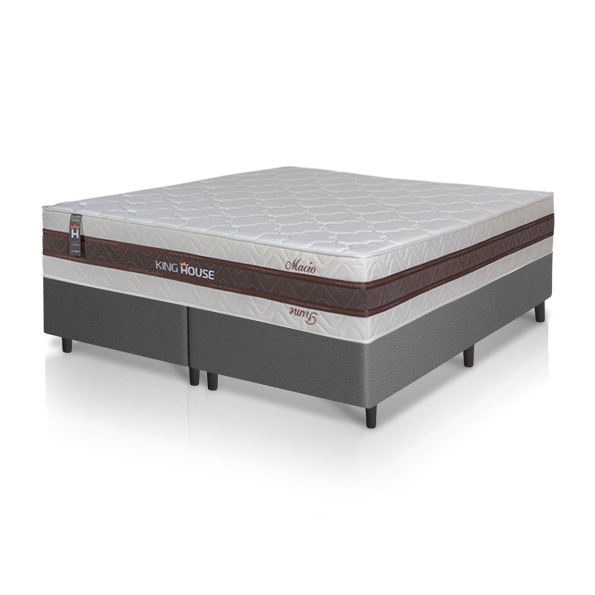 Cama Box Mali Molas Ensacadas King 193x203 Cinza King House