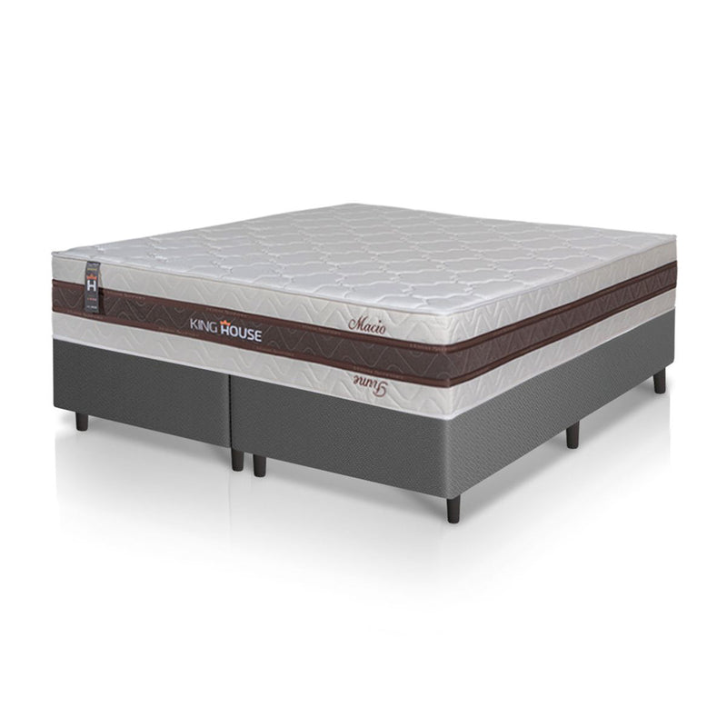 Cama Box Mali Molas Ensacadas King 193x203 Cinza King House