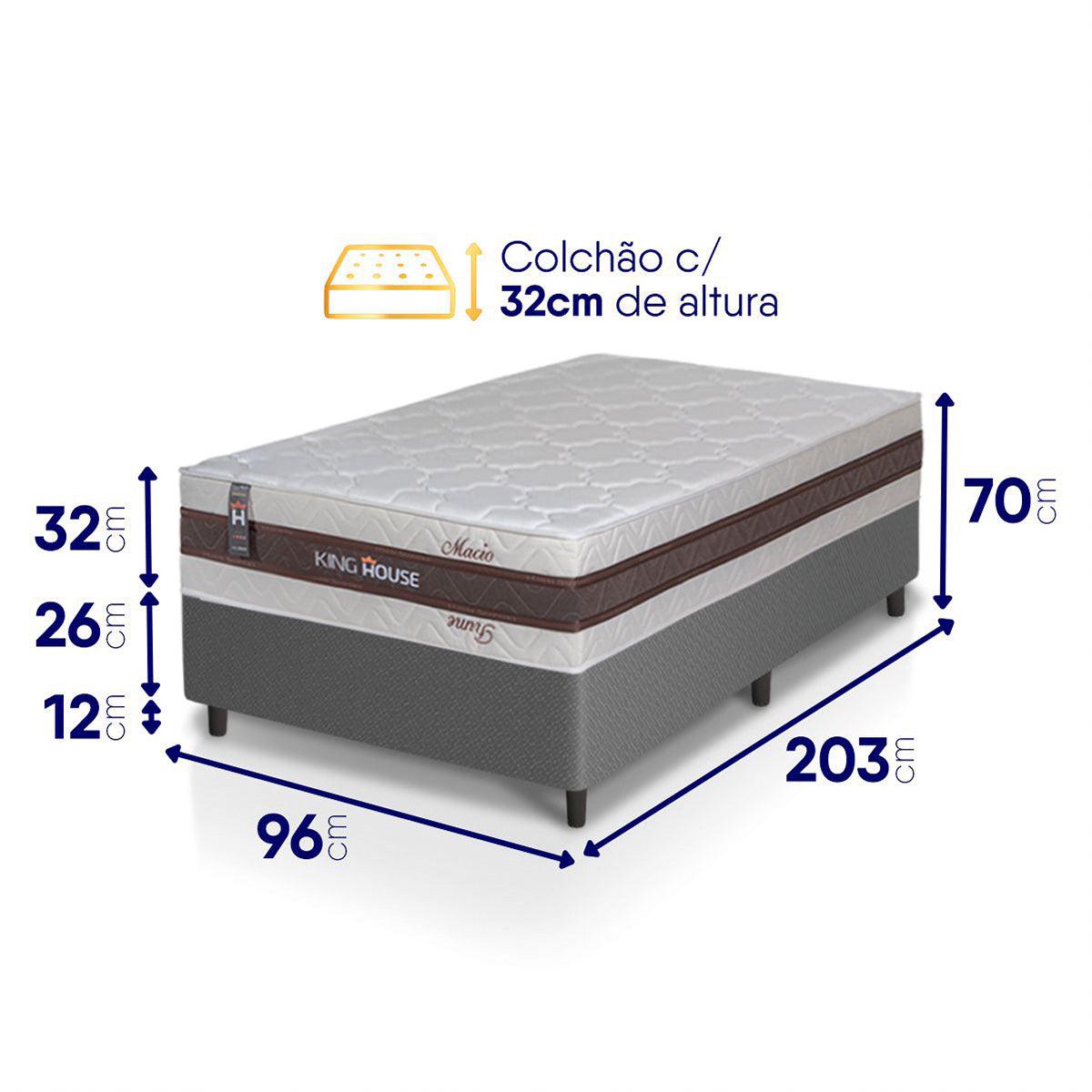 Cama Box Mali Molas Ensacadas Solteirão 96x203 King House