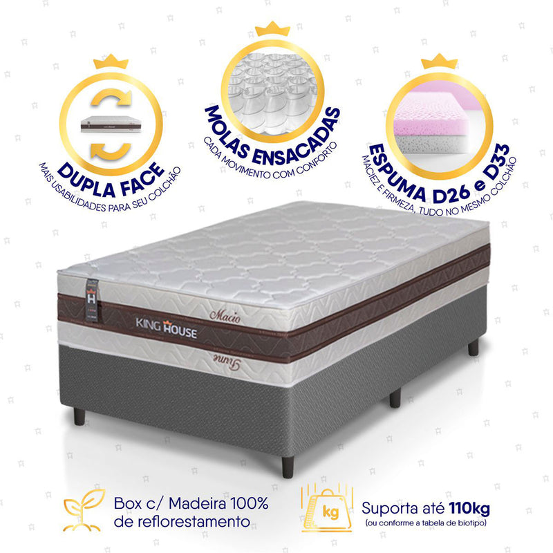Cama Box Mali Molas Ensacadas Solteirão 96x203 King House