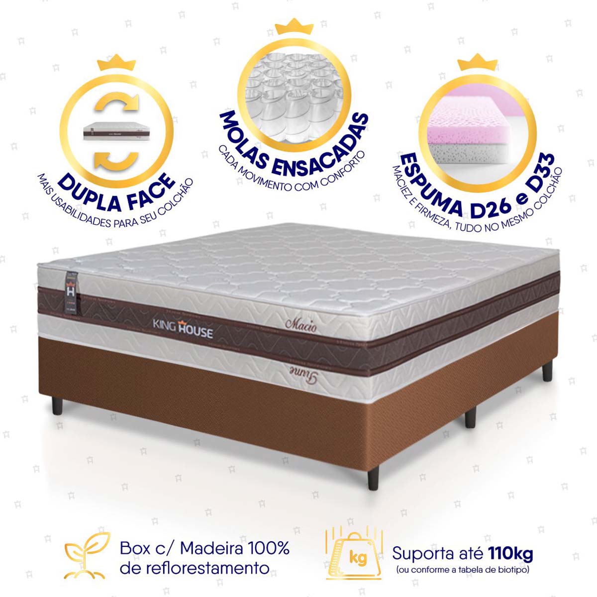 Cama Box Mali Molas Ensacadas Casal 138x188 King House