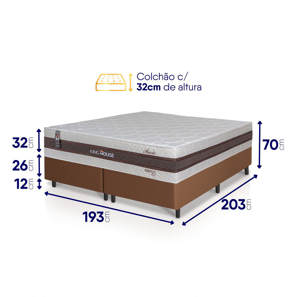 Cama Box Mali Molas Ensacadas King 193x203 Marrom King House