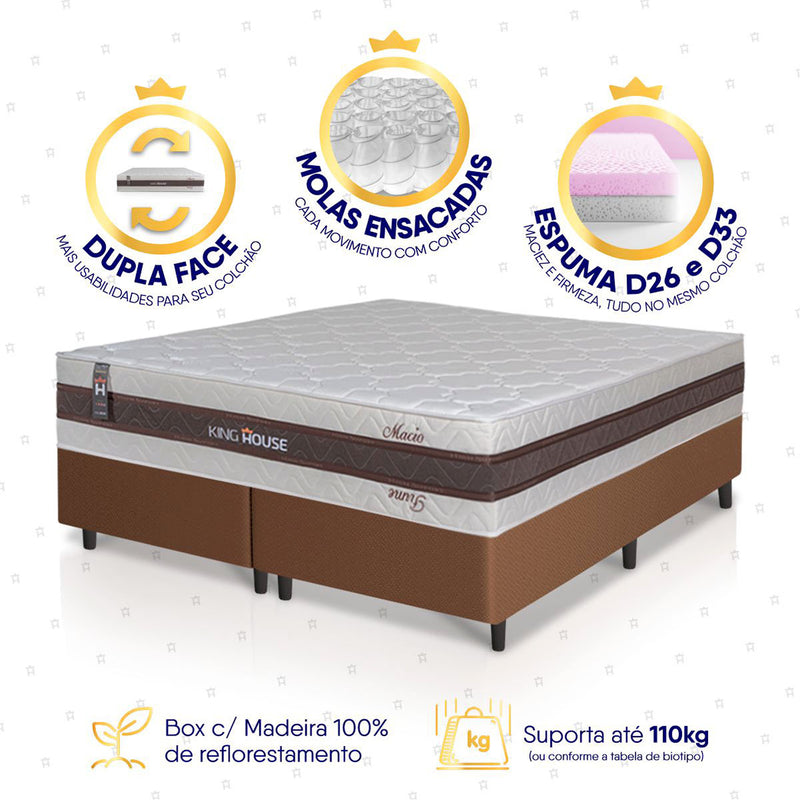 Cama Box Mali Molas Ensacadas King 193x203 Marrom King House