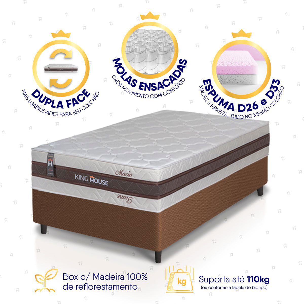 Cama Box Mali Molas Ensacadas Solteiro 88x188 King House