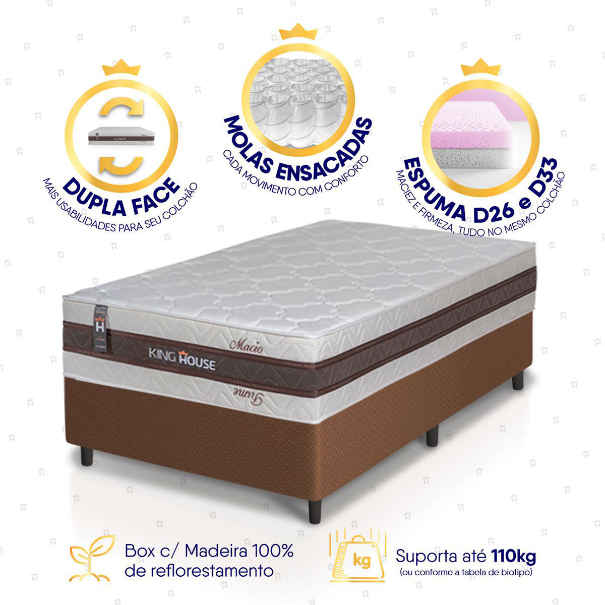 Cama Box Mali Molas Ensacadas Solteirão 96x203 King House