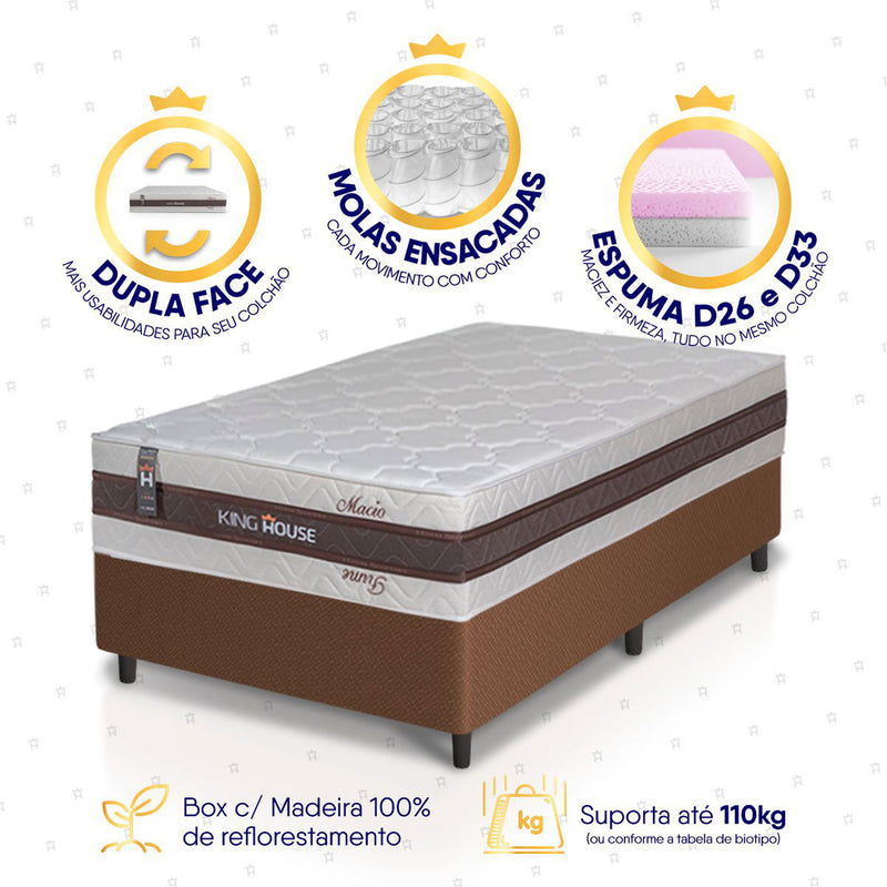 Cama Box Mali Molas Ensacadas Solteirão 96x203 King House