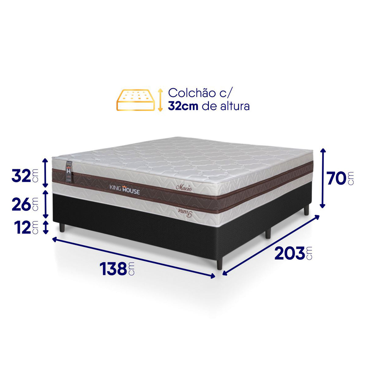 Cama Box Mali Molas Ensacadas Casal 138x188 Preto King House
