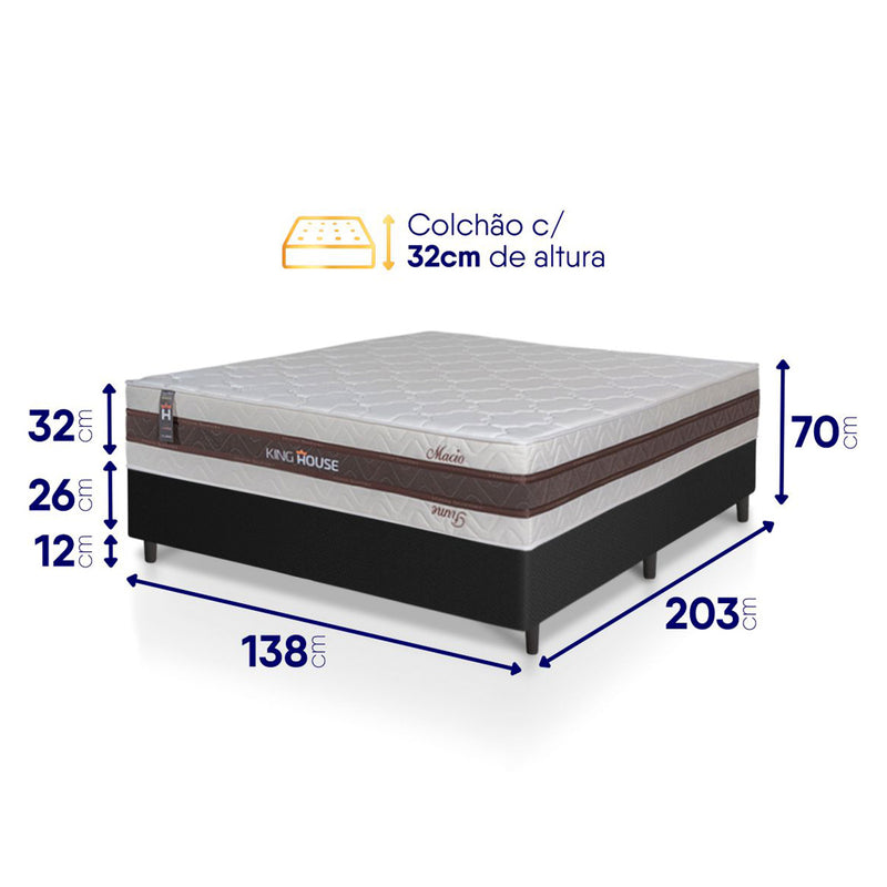 Cama Box Mali Molas Ensacadas Casal 138x188 Preto King House